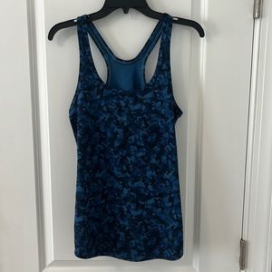 Lululemon Black and Royal Blue Printed Racerback Tank